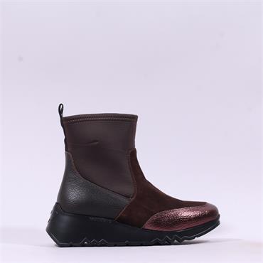 Wonders Kyoto Stretch Wedge Boot - Brown Stretch